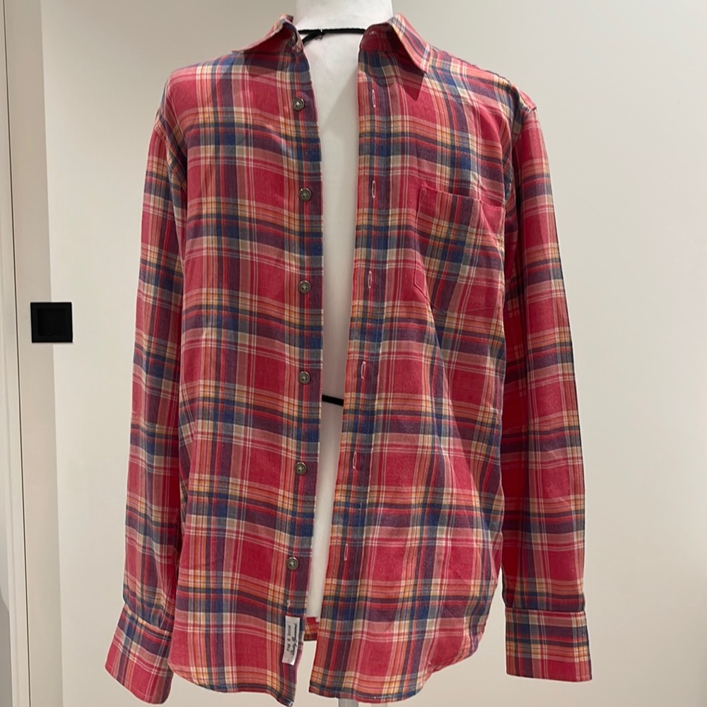 Rag & Bone Red and Blue Flannel Button Down Shirt Size M